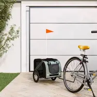 Prolenta Maison Exclusive - Remorque pour vélo, pour chiens, noire et grise. Fabriquée en Oxford et en fer
