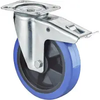 BS Rollen BS Roulettes Roulette pivotante avec blocage diamètre 200mm capacité de charge 300kg roue en caoutchouc plein plaque 138x109mm - L420.B61.200
