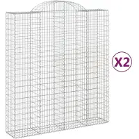 vidaXL Gabions avec arc surélevé 2 pcs. 200x50x220/240cm Fer galvanisé