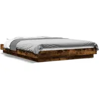 vidaXL Cadre de lit avec LED Chêne fumé 120x190 cm Bois composite