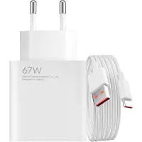 Xiaomi Chargeur secteur Original USB 67W avec Câble USB vers USB-C inclus Blanc