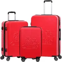BiggDesign Cats Hard Luggage Sets, 100% ABS Hardshell Luggage with 360° Spinner Wheels, Travel Suitcase, TSA Lock System, Lightweight, 3 Pcs, 20 - 30 - 45 kg 44 - 66 - 99 lbs Carrying Capacity, Red