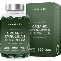 Boma Lecithin Spiruline & chlorelle biologiques [1800 mg] - Comprimés d'algues spiruline biologiques - Idéal pour les smoothies - 200 capsules