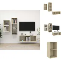 vidaXL Ensemble de 3 meubles TV Chêne Sonoma Matériau dérivé du bois - Meuble TV