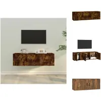 vidaXL Ensemble de 2 meubles TV en chêne fumé Matériau dérivé du bois - Meubles TV
