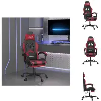 vidaXL Chaise de jeu avec repose-pieds pivotant noir & bordeaux similicuir - Fauteuil de jeu