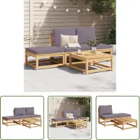The Living Store Ensemble de salon de jardin 4 pièces avec coussins en bois massif d'acacia