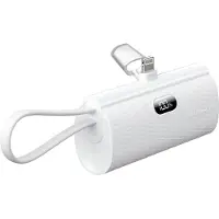 Forcell F-ENERGY Power Plug F5K3 Powerbank 5.000mAh avec connecteur intégré adapté à Lightning 8-PIN PD 20W blanc