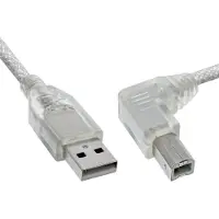 InLine 34556R Câble USB 2.0, A à B plié à droite, transparent, 5m