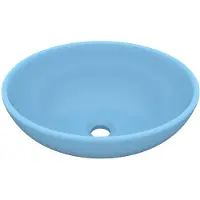 Syfax Lavabo ovale de luxe Bleu clair mat 40x33 cm Céramique