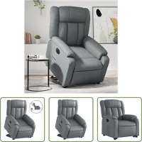 The Living Store Fauteuil relax releveur électrique Gris Similicuir
