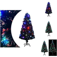 vidaXL Sapin de Noël avec éclairage et support 150 cm fibre de verre - Sapins de Noël