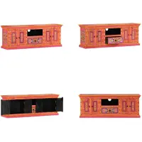 vidaXL Armoire TV Rose 110x30x40 cm Bois massif Mango - Armoire TV - Meubles TV - Supports TV
