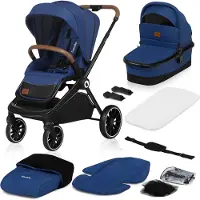 Lionelo Mika 2in1 Combinaison poussette, siège auto, poussette. Auvent, bandoulière pour le transport, matelas, moustiquaire, couvre-jambes, matériau imperméable, roues en caoutchouc.