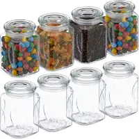 Relaxdays Bocaux de conservation avec couvercle, lot de 8, verre, 750 ml, bocaux de conservation carrés, récipients en verre hermétiques, transparents
