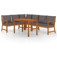 Syfax Ensemble à manger de jardin coussins 5 pcs Bois acacia
