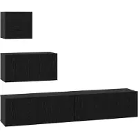 vidaXL Ensemble de meubles TV 3 pcs Noir imitation chêne Matériau dérivé du bois