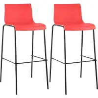 CLP lot de 2 tabourets de bar Hoover plastique 4 pieds piètement noir