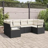 Prolenta Maison Exclusive - Ensemble de canapé 6 pièces, couleur noire [Matériau synthétique] : Rotin synthétique