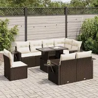 Prolenta Maison Exclusive - Salon de jardin avec coussins 9 pcs marron résine tressée