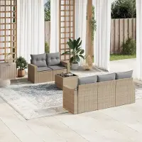 Prolenta Maison Exclusive - Salon de jardin avec coussins 6 pcs beige résine tressée