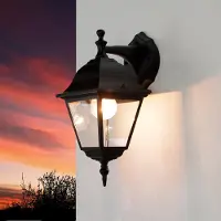 Licht-Erlebnisse TIROL Applique noire Rustique Aluminium Verre IP44 E27 Lampe d'extérieur Jardin