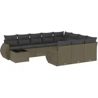 Syfax Salon de jardin 11 pcs avec coussins gris clair résine tressée