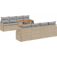 Syfax Ensemble de canapé de jardin 9 pcs Beige Poly rotin
