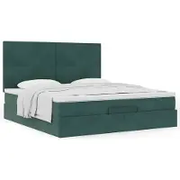 Syfax Cadre de lit ottoman avec matelas vert foncé 180x200cm velours
