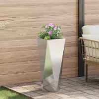 Prolenta Maison Exclusive - Bac à plantes argenté 30 x 30 x 75 cm en acier inoxydable