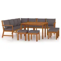 Syfax Ensemble à manger de jardin avec coussins 11 pcs bois d'acacia