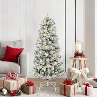 vidaXL Pratique Arbre de Noël artificiel pliable Vert et Blanc 150 cm - Arbres de Noël artificiels ,mobilier design 8803780 2parcel