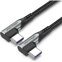 Vention Type-C (USB-C) 2.0 vers USB-C Double à angle droit 2M Gris Alliage d'aluminium Type