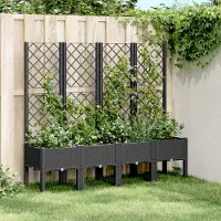 Prolenta Maison Exclusive - Bac à plantes avec treillis noir 160x40x142 cm PP