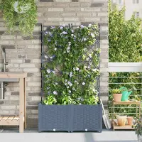 Prolenta Maison Exclusive - 2 jardinières pour l'extérieur, gris clair, 80 x 40 x 143 cm, en plastique PP