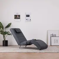 Prolenta Maison Exclusive - Chaise longue de massage avec oreiller Gris Similicuir daim