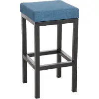 CLP Chaise de bar Taylor 85 cm - tissu, pieds en métal noir - Bleu