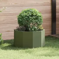 Prolenta Maison Exclusive - Bac à plantes vert olive 60 x 60 x 35 cm en acier