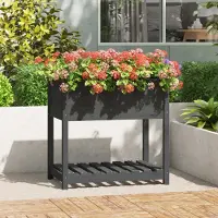 Prolenta Maison Exclusive - Bac à plantes avec tablette Gris 82,5x54x81 cm Bois massif Pin