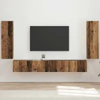 Prolenta Ensemble de 4 étagères murales pour télévision, en bois massif recyclé