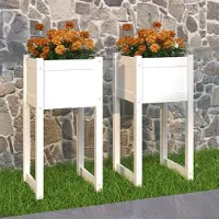 Prolenta Maison Exclusive - 2 bacs à plantes blancs 40 x 40 x 81 cm en bois massif de pin