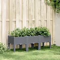 Prolenta Maison Exclusive - Jardinière sur pieds bleu gris 120x40x42 cm PP