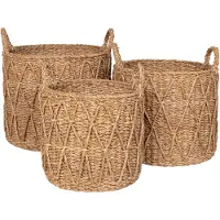 House Nordic Set de paniers en gazon - Panier Krabi, Naturel