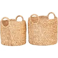 House Nordic Paniers en jacinthe d'eau naturelle, lot de 2
