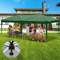 HENGDA Pavillon 3 x 6m Pop Up Pliable Tente de jardin, protection UV 50+ Pavillons Tentes de réception Tente de réception pour camping / jardin / mariage / plage, dix côtés vert