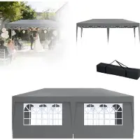 LZQ Tente pliante 3 x 6 m, protection UV, imperméable, hauteur réglable, tente de jardin avec sac, tente de réception pliante, gris
