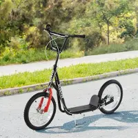 Fortuna Trottinette Lai pour enfants à partir de 5 ans Trottinette à roues pneumatiques et frein à main, trottinette urbaine, stable et sûre, noire