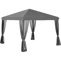 Fortuna Lai Pavillon pliant Pavillon Tente pliante 3x3m avec parois latérales, sac de transport inclus Métal et Oxford gris clair et noir pour le jardin et les événements
