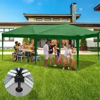 TolleTour Pavillon Pliable 3x6m Vert Tente de réception protection UV réglable en hauteur avec sac de transport, pour extérieur jardin camping Sans parois latérales