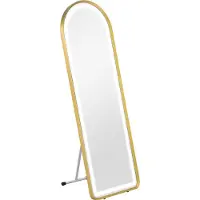 Fortuna Miroir pleine longueur Lai avec éclairage LED à intensité variable, miroir mural et miroir sur pied, miroir de dressing avec interrupteur tactile, doré 47 x 146 cm